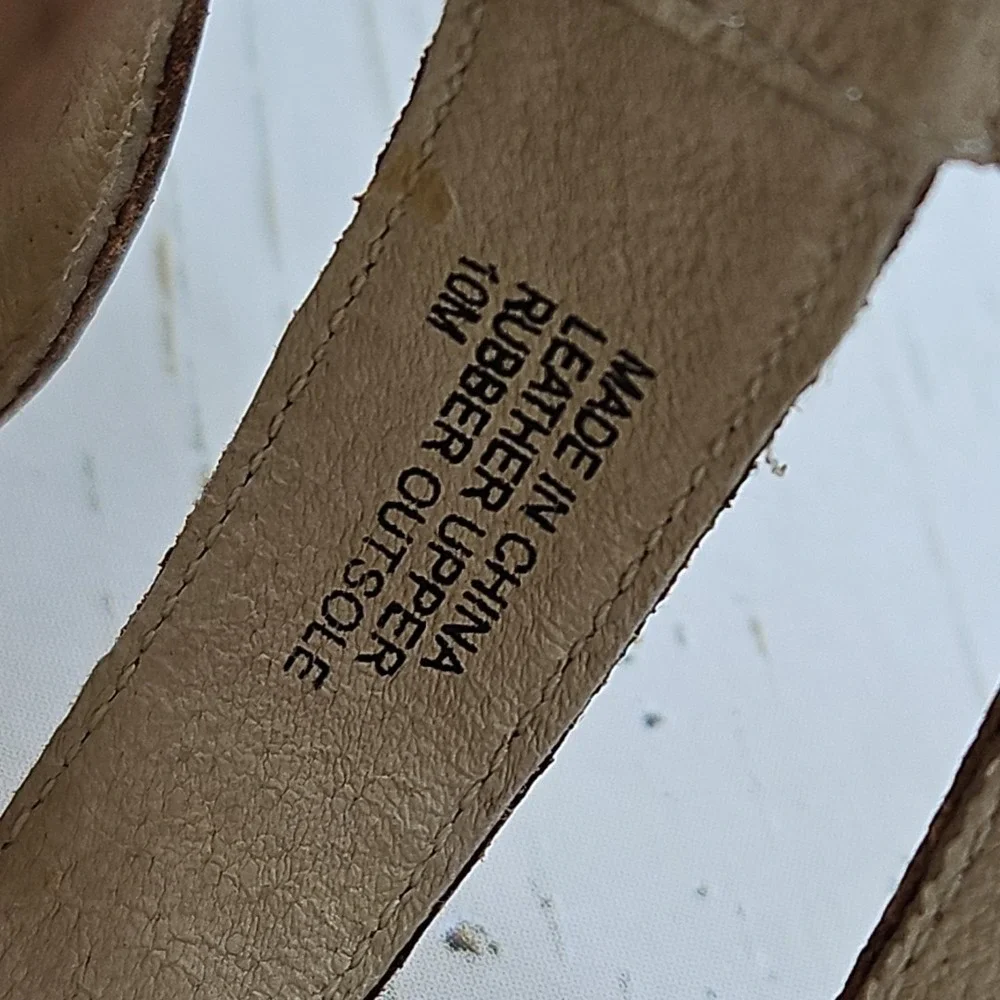 Michael Kors Faye Wedge Size‎ 10 Tan Gold Sparkle Leather Platform Sandals